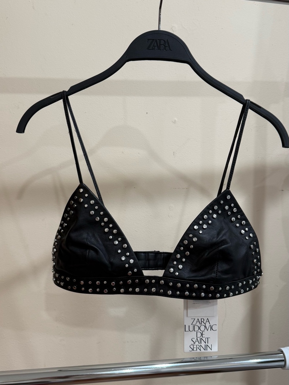 ZARA x Ludovic de Saint Sernin Black Studded Leather Bralette NWT Size M